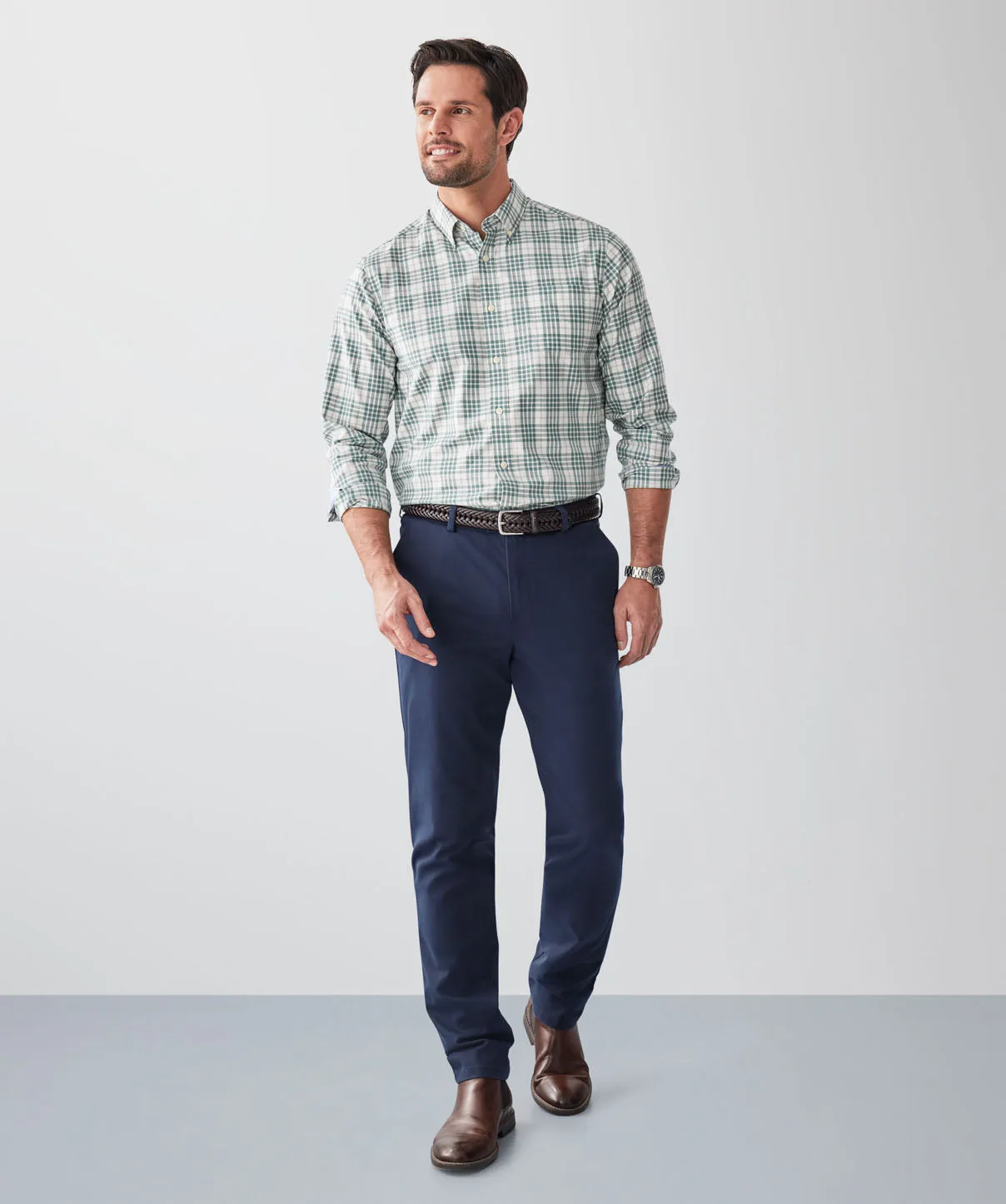 Easy Care Twill Check Long Sleeve Shirt - Sage sold by GAZMAN product image thumbnail 4