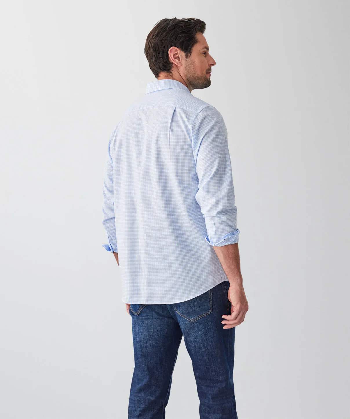 Easy Care Twill Check Long Sleeve Shirt - Blue sold by GAZMAN product image thumbnail 2