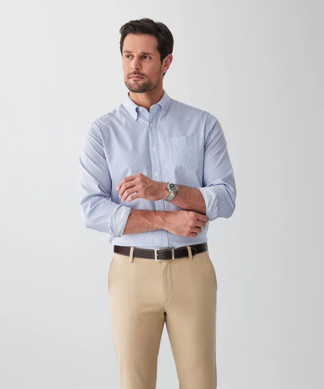 GAZFLEX Performance Dobby Stripe Long Sleeve Shirt - Sky Blue sold by GAZMAN