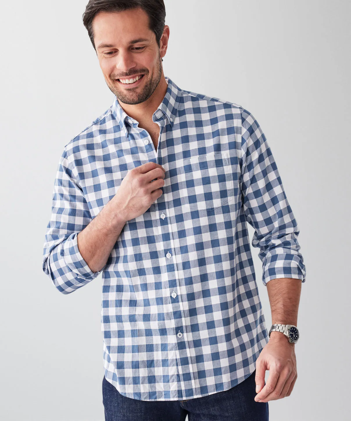 Casual Check Long Sleeve Shirt - Denim sold by GAZMAN product image thumbnail 3
