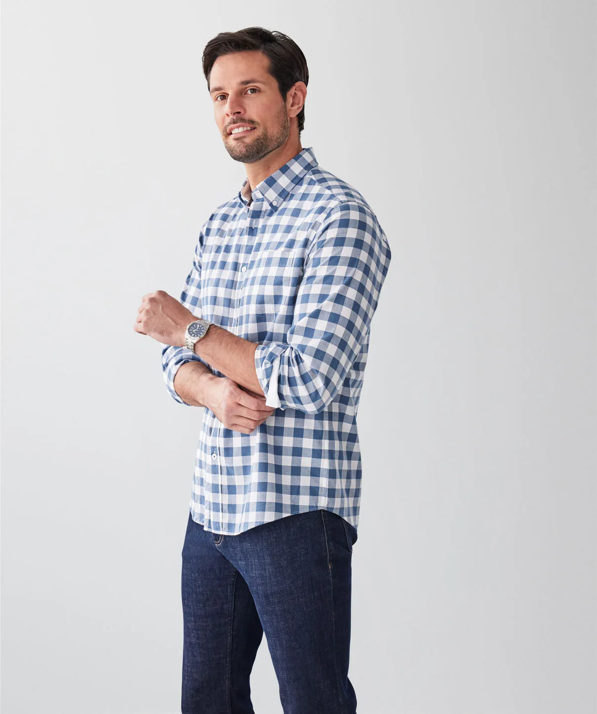 Casual Check Long Sleeve Shirt - Denim sold by GAZMAN product image thumbnail 5