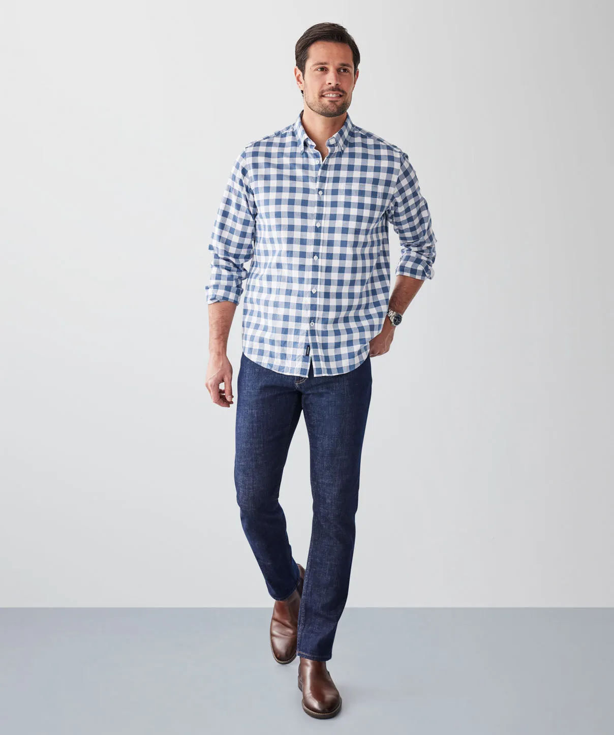 Casual Check Long Sleeve Shirt - Denim sold by GAZMAN product image thumbnail 4