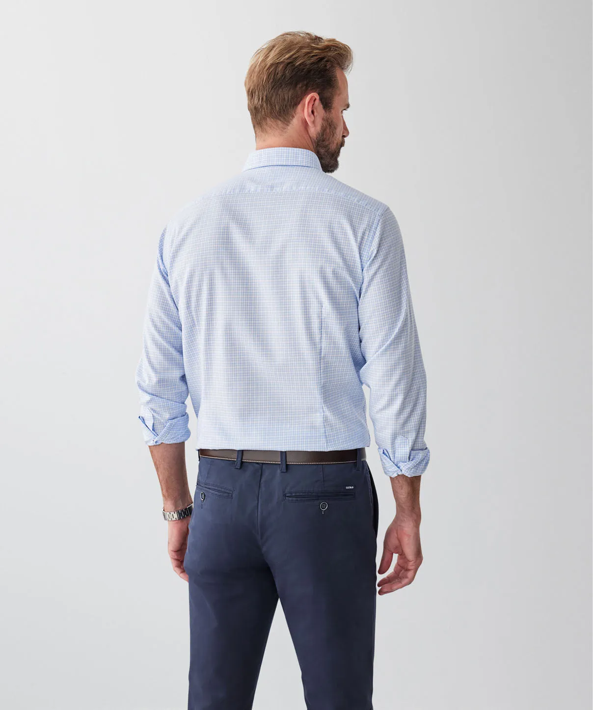 Tailored Fit Easy Care Twill Check Long Sleeve Shirt - Blue sold by GAZMAN product image thumbnail 2