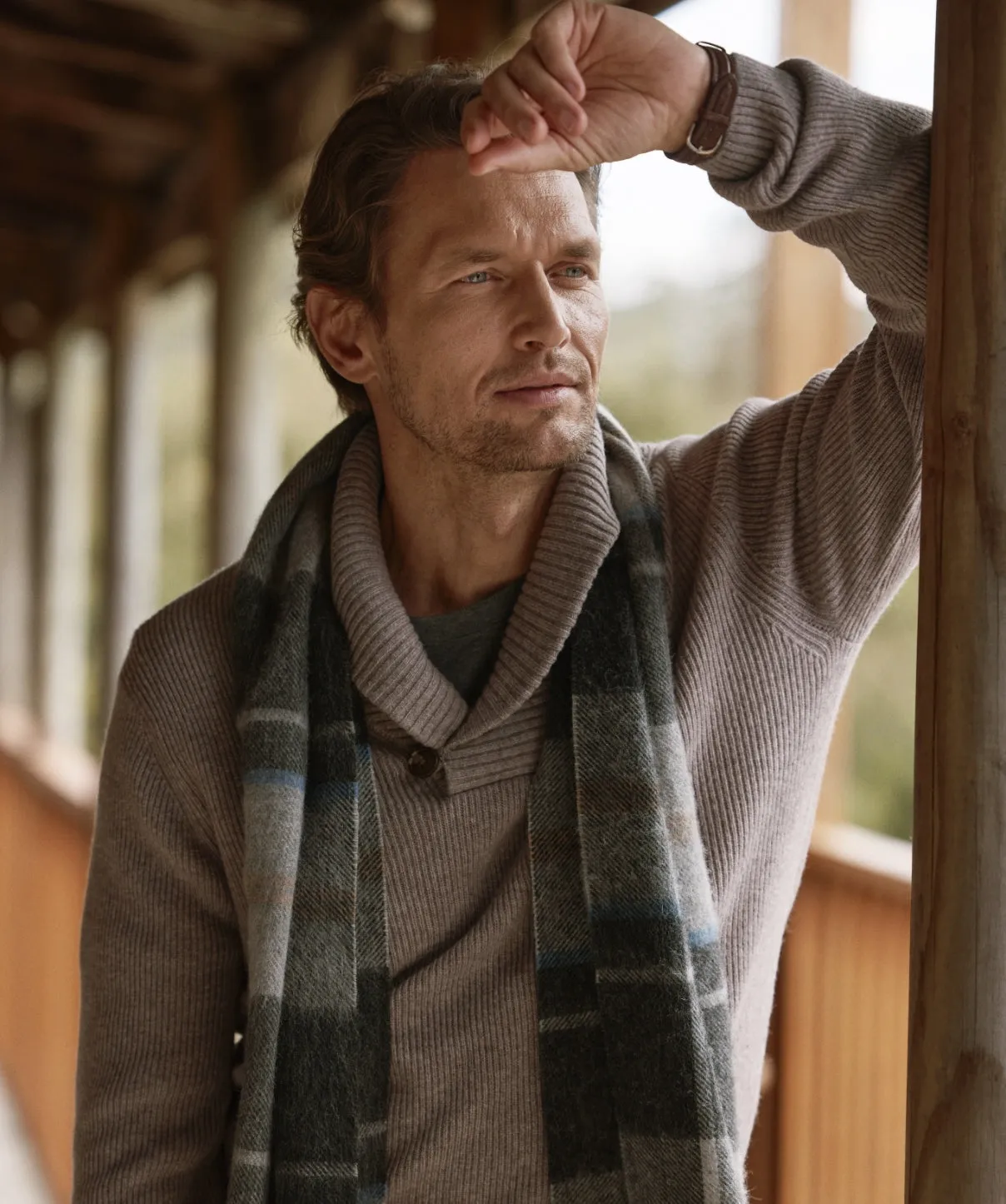 Shawl Neck Rib Knit - Taupe sold by GAZMAN