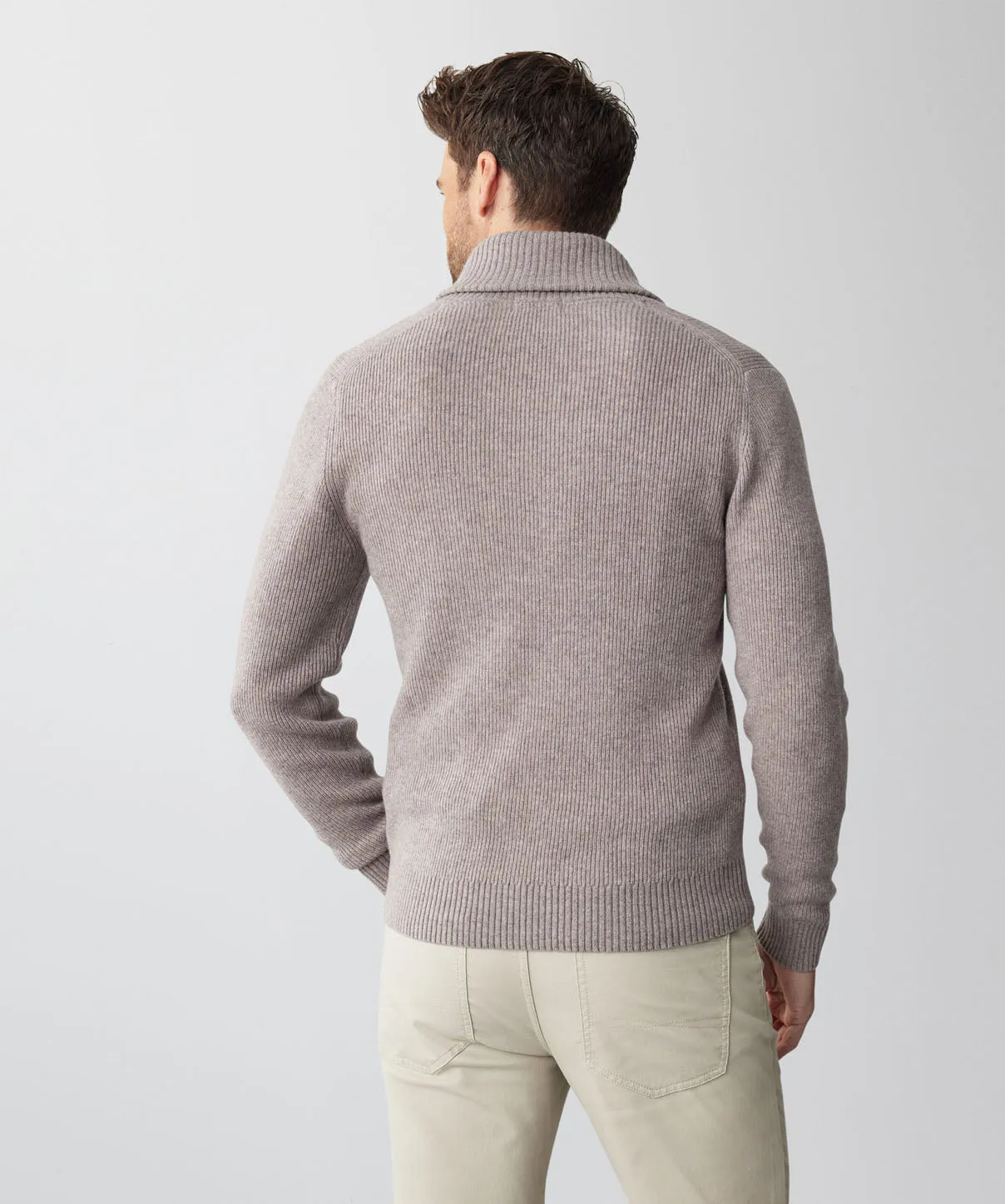 Shawl Neck Rib Knit - Taupe sold by GAZMAN product image thumbnail 4