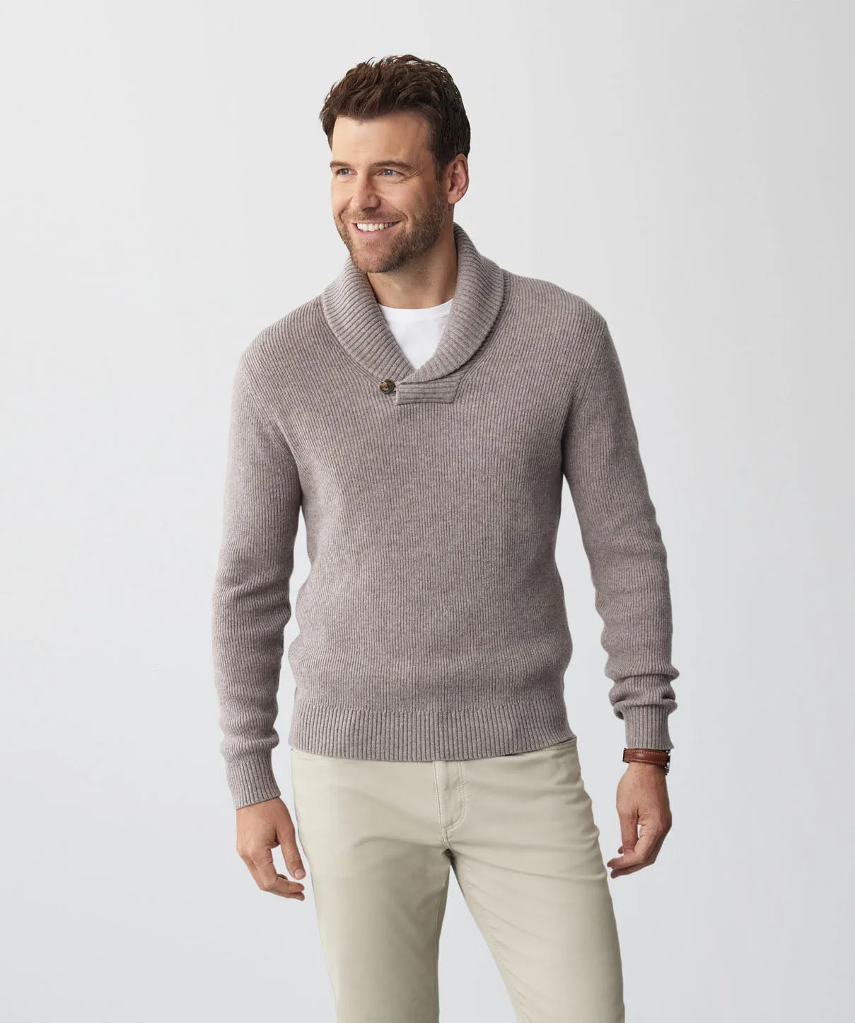 Shawl Neck Rib Knit - Taupe sold by GAZMAN product image thumbnail 2