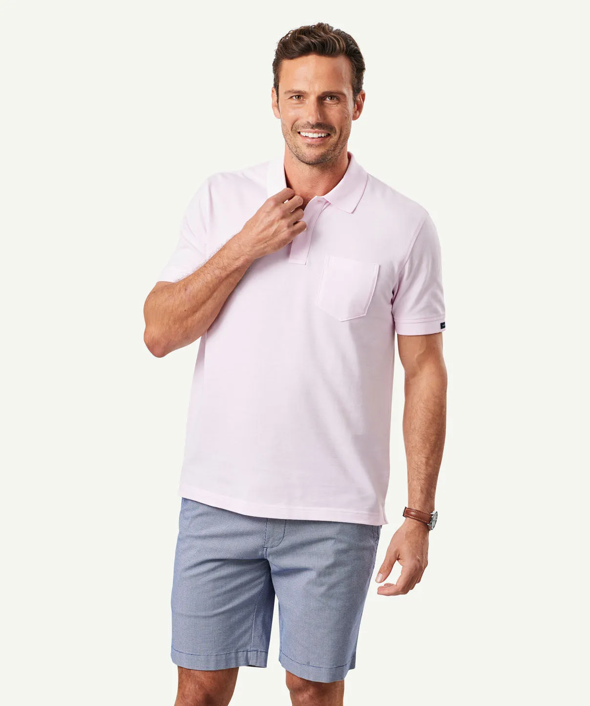 Oxford Pocket Polo Shirt - Pale Pink sold by GAZMAN
