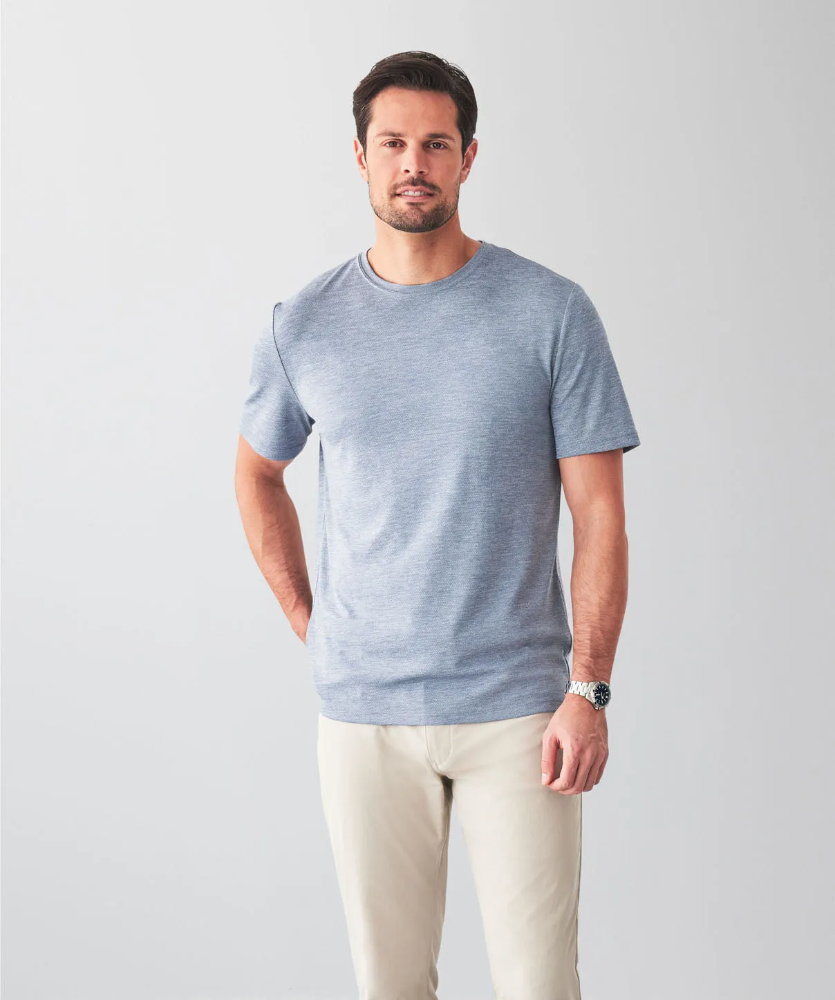 GAZFLEX Crew T-Shirt - Blue Melange sold by GAZMAN