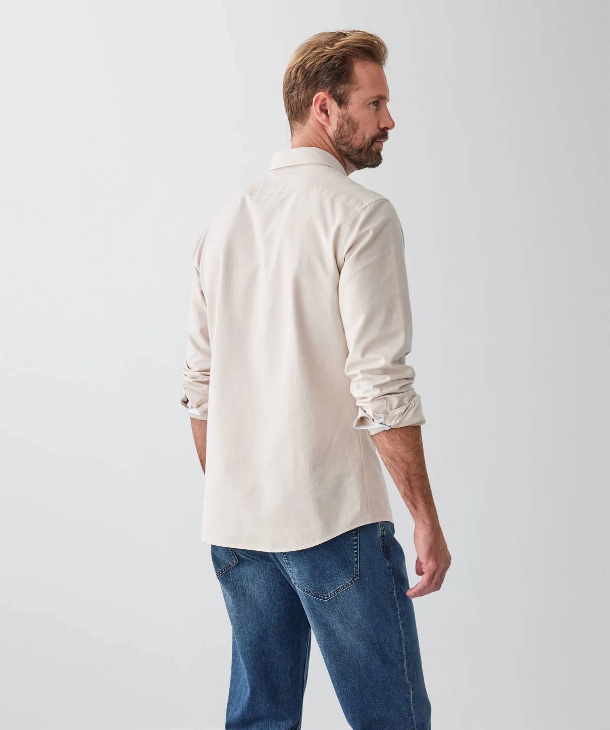 Tailored Fit Casual Oxford Long Sleeve Shirt - Sand sold by GAZMAN product image thumbnail 2