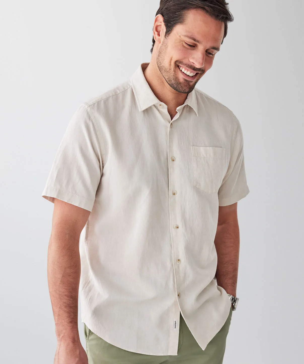 Linen Blend Short Sleeve Shirt - Natural sold by GAZMAN product image thumbnail 3