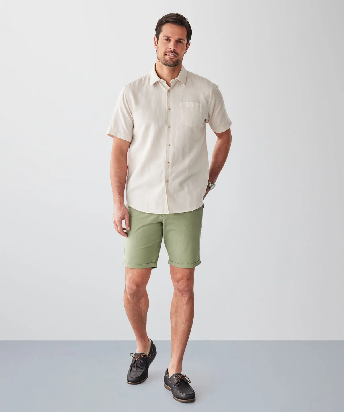 Linen Blend Short Sleeve Shirt - Natural sold by GAZMAN product image thumbnail 4