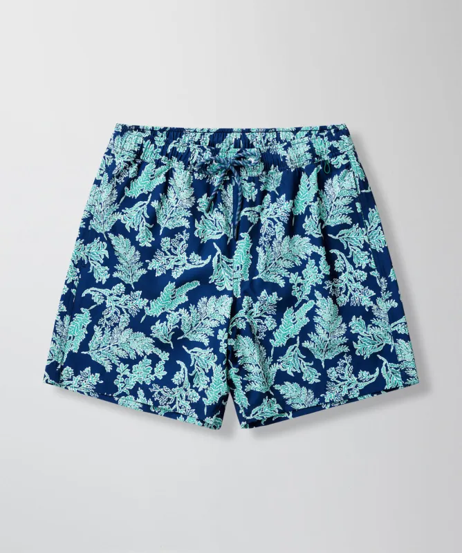 Fern Print Swim Shorts - Navy sold by GAZMAN