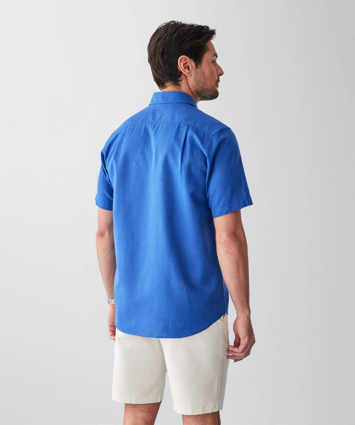 Linen Blend Short Sleeve Shirt - Bright Blue sold by GAZMAN product image thumbnail 2