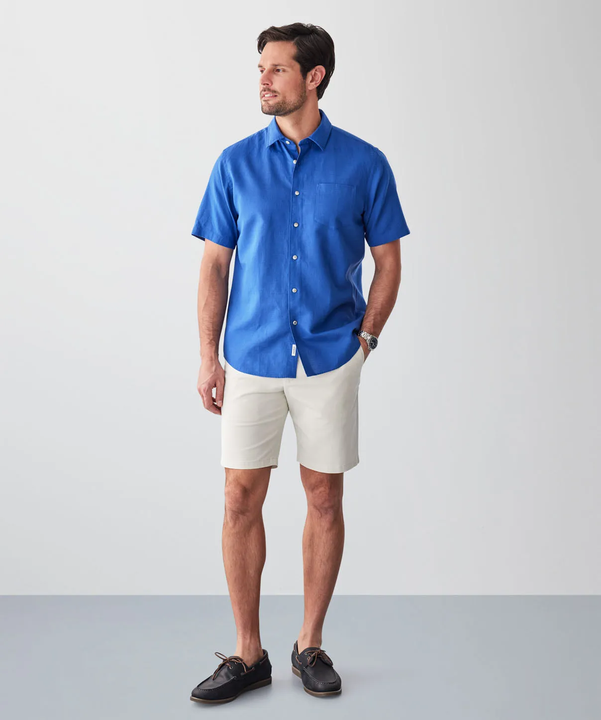 Linen Blend Short Sleeve Shirt - Bright Blue sold by GAZMAN product image thumbnail 4