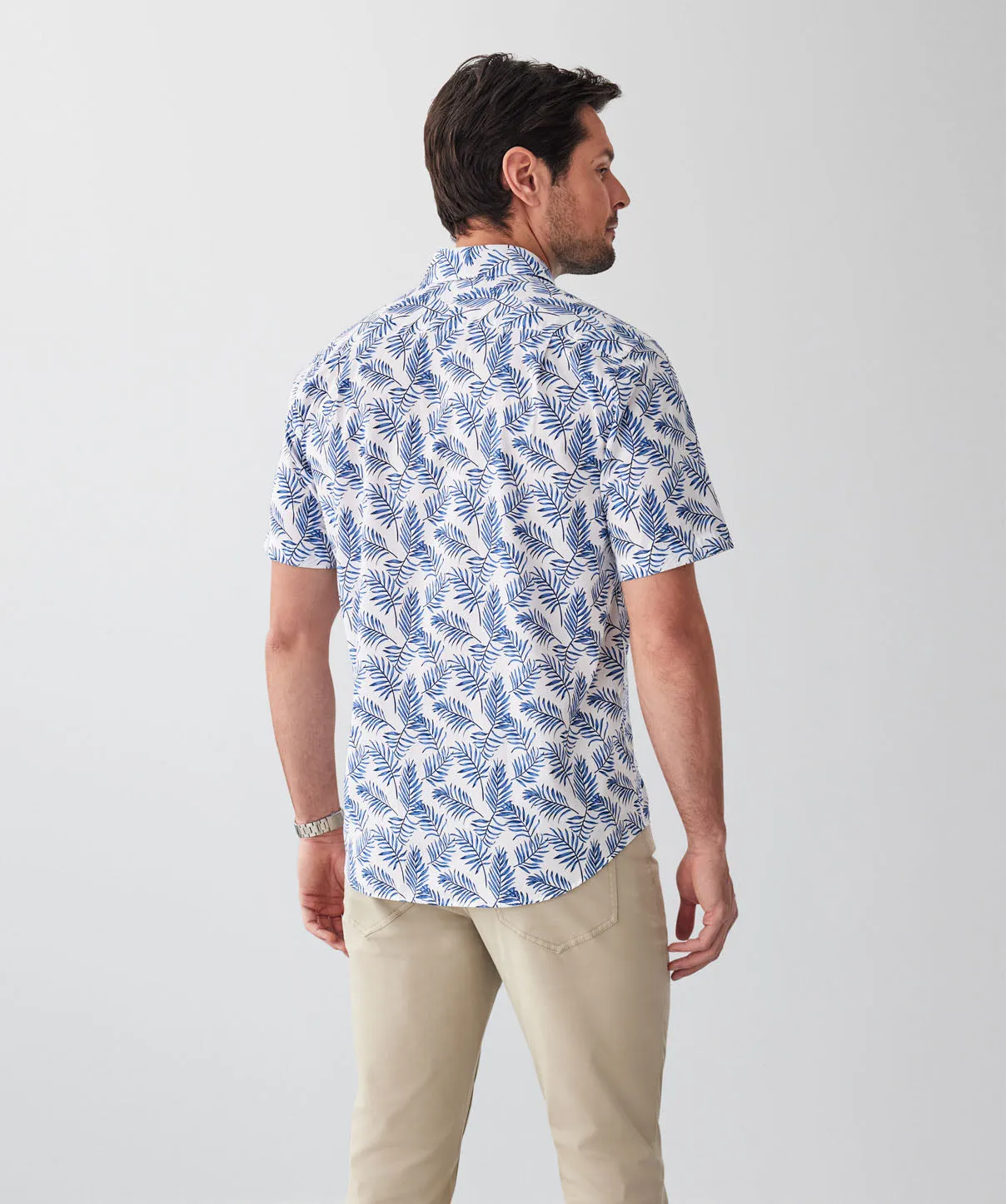 Casual Palm Print Short Sleeve Shirt - White sold by GAZMAN product image thumbnail 2
