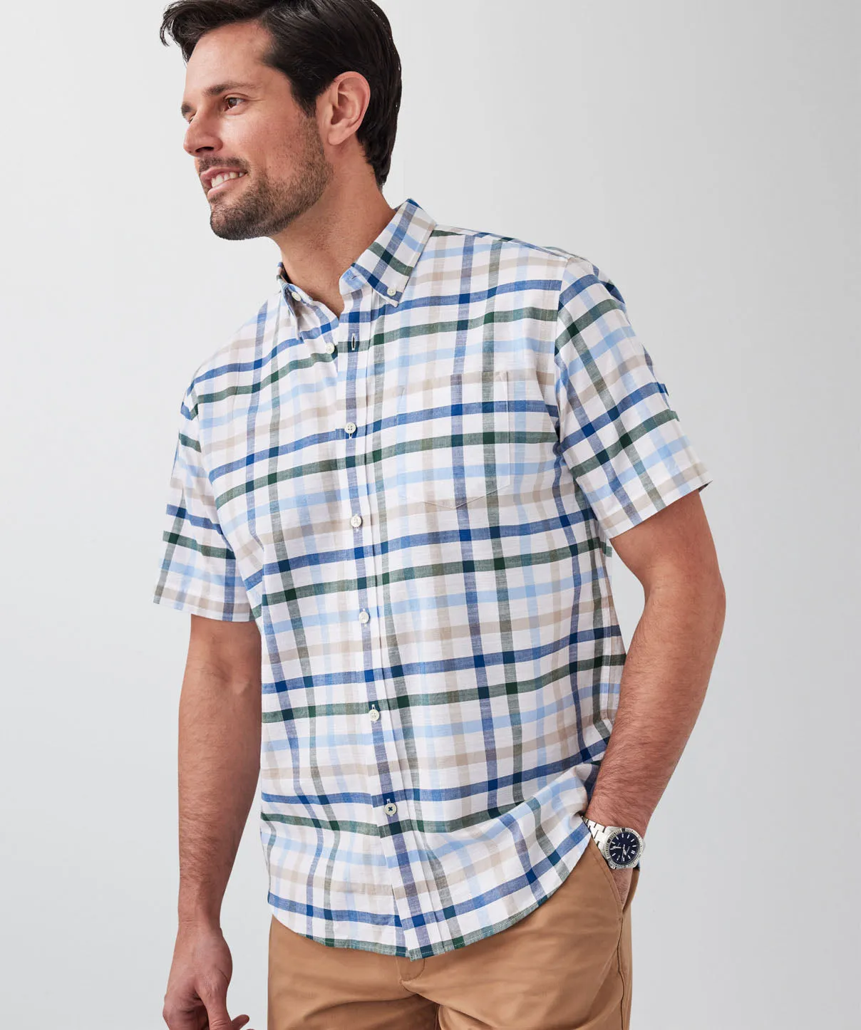 Casual Slub Check Short Sleeve Shirt - Multi sold by GAZMAN product image thumbnail 3
