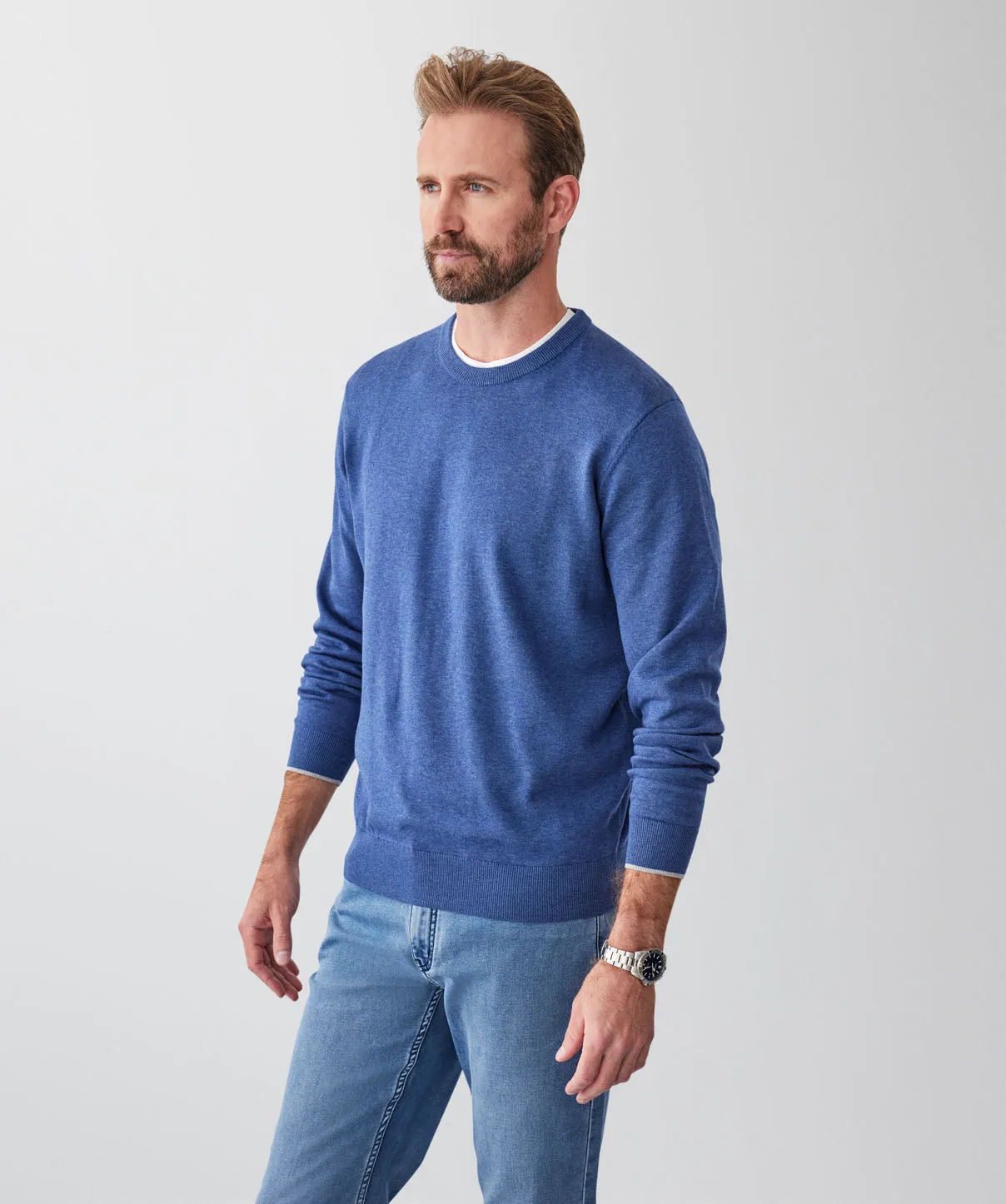 Cotton Crew Neck Knit - Denim sold by GAZMAN product image thumbnail 5