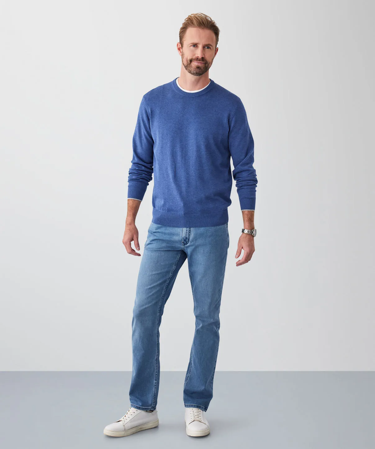 Cotton Crew Neck Knit - Denim sold by GAZMAN product image thumbnail 4