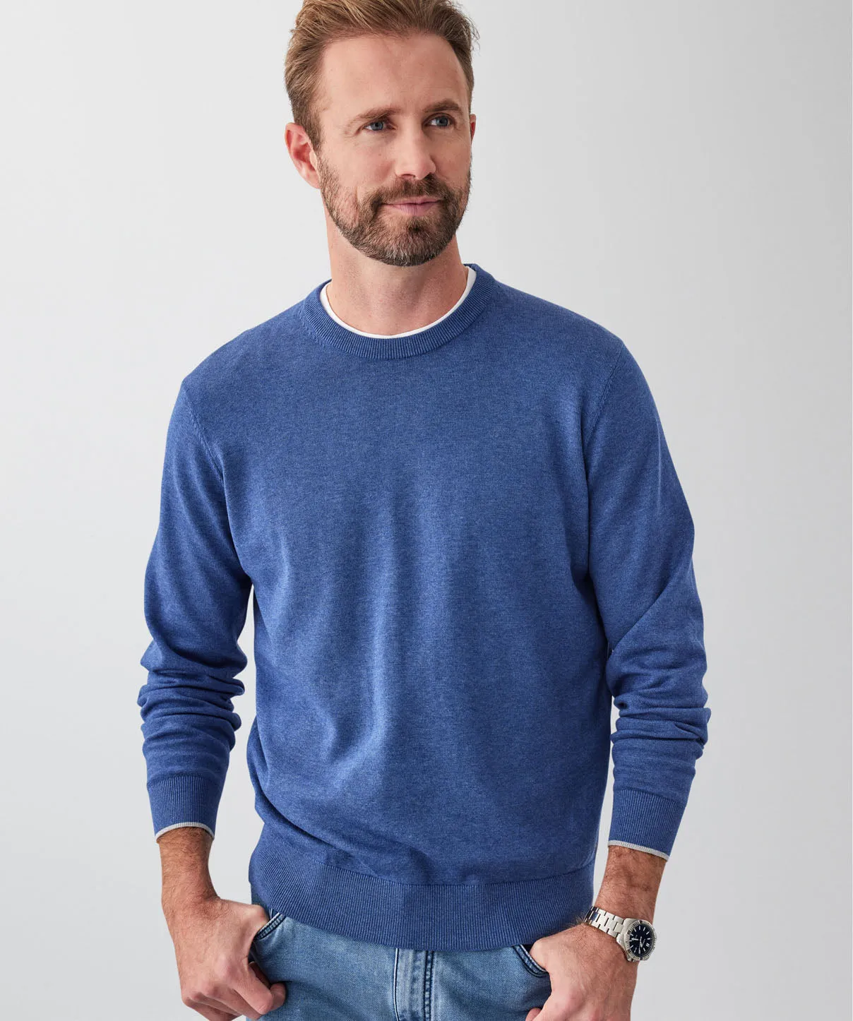 Cotton Crew Neck Knit - Denim sold by GAZMAN product image thumbnail 3