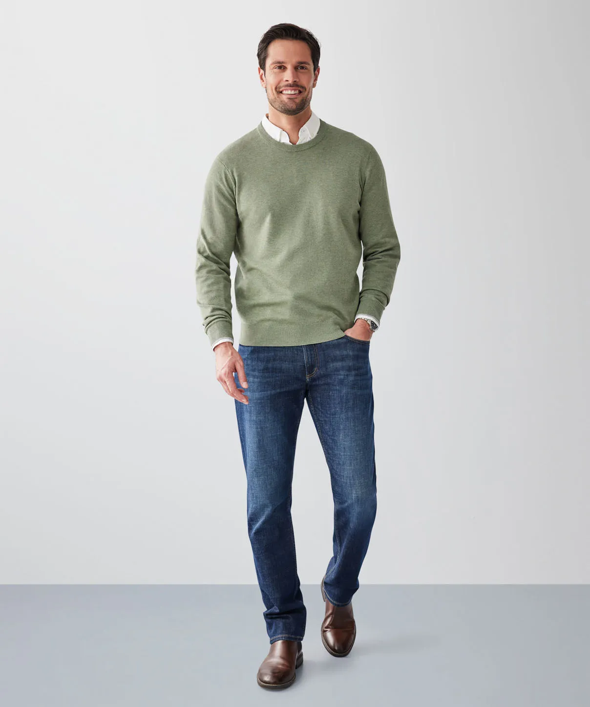 Cotton Crew Neck Knit - Khaki sold by GAZMAN product image thumbnail 4