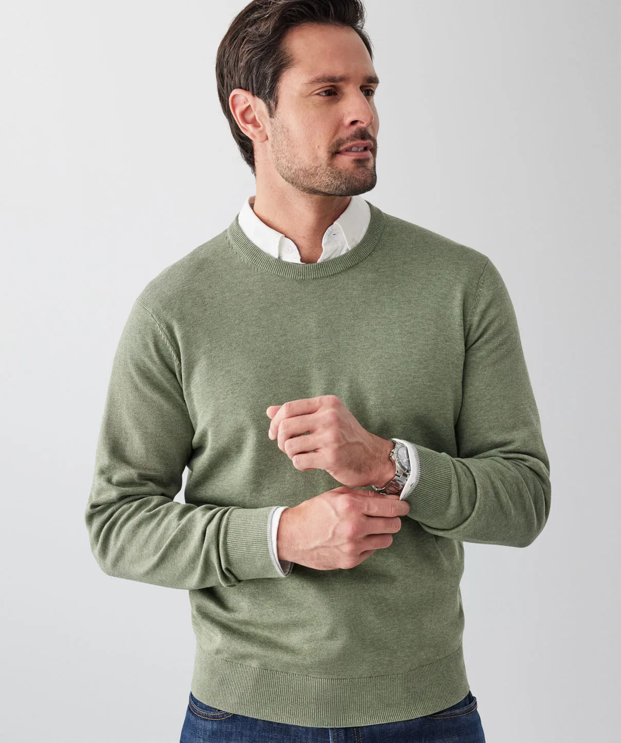 Cotton Crew Neck Knit - Khaki sold by GAZMAN product image thumbnail 3