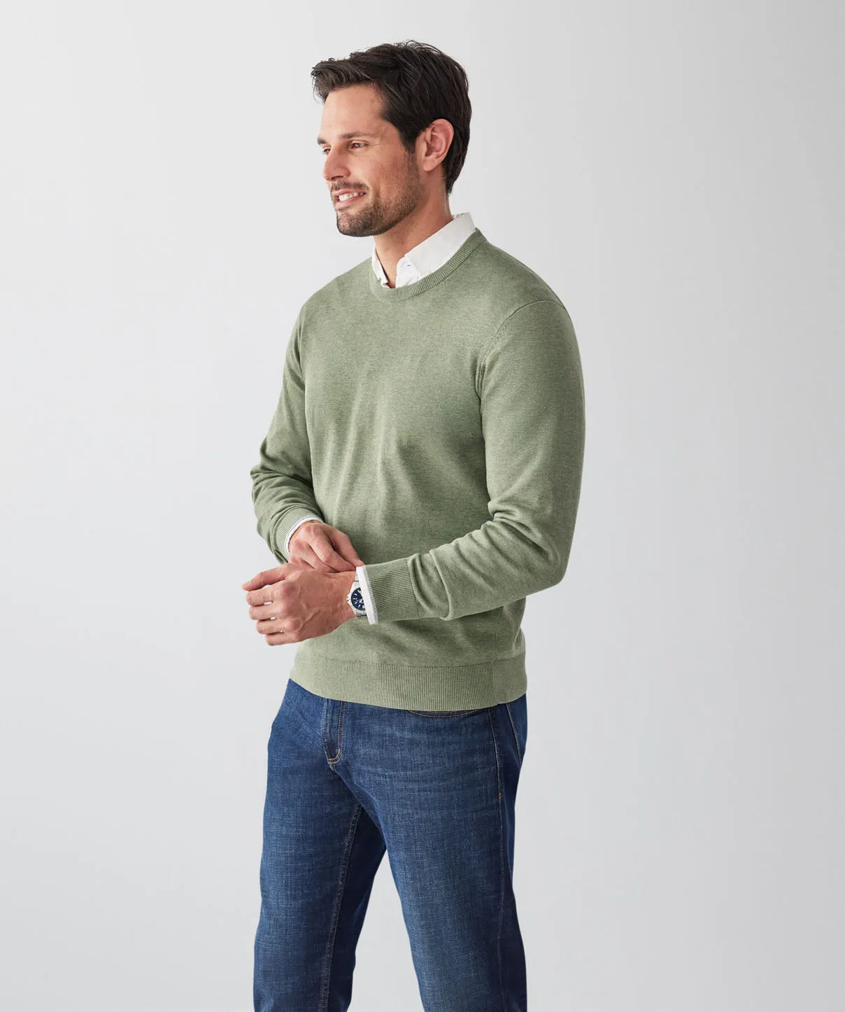 Cotton Crew Neck Knit - Khaki sold by GAZMAN product image thumbnail 5