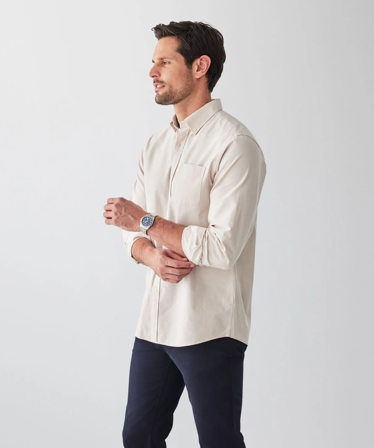 Casual Oxford Long Sleeve Shirt - Sand sold by GAZMAN product image thumbnail 5
