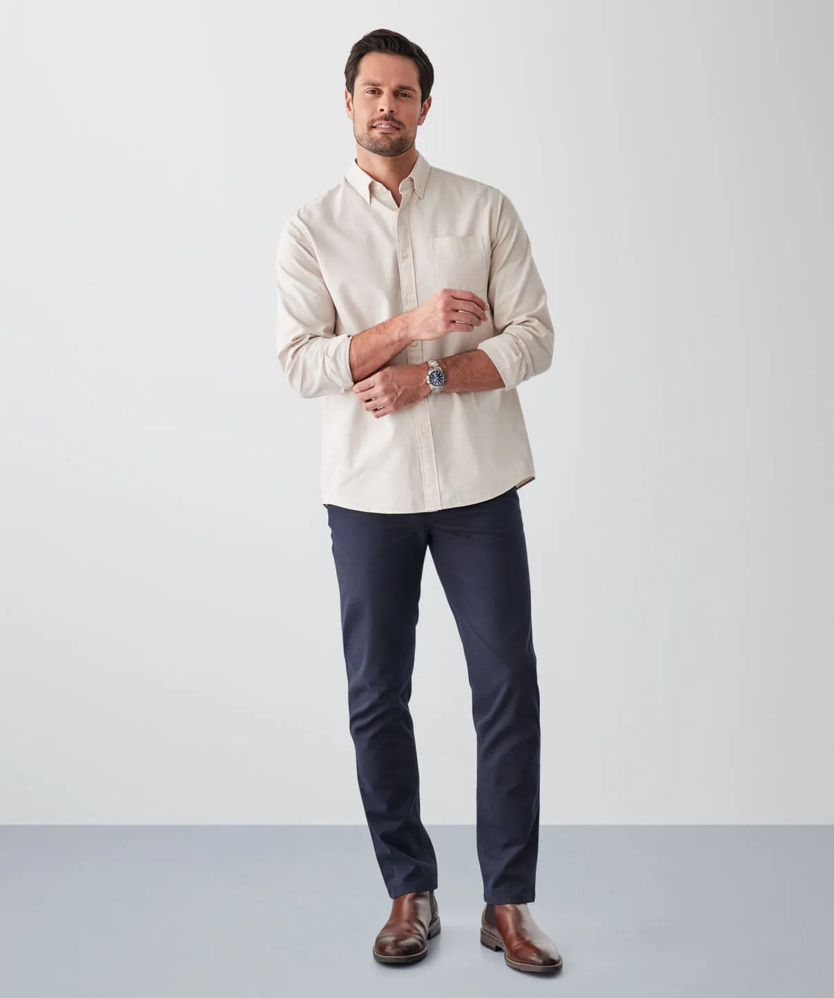 Casual Oxford Long Sleeve Shirt - Sand sold by GAZMAN product image thumbnail 4