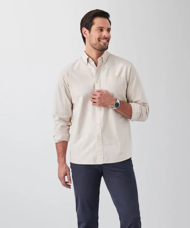 Casual Oxford Long Sleeve Shirt - Sand sold by GAZMAN