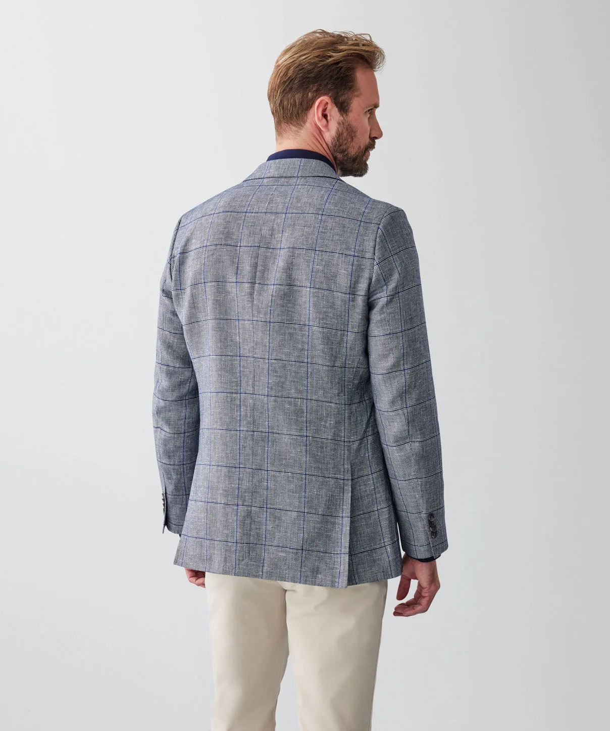 Linen Blend Check Sports Jacket - Denim sold by GAZMAN product image thumbnail 2