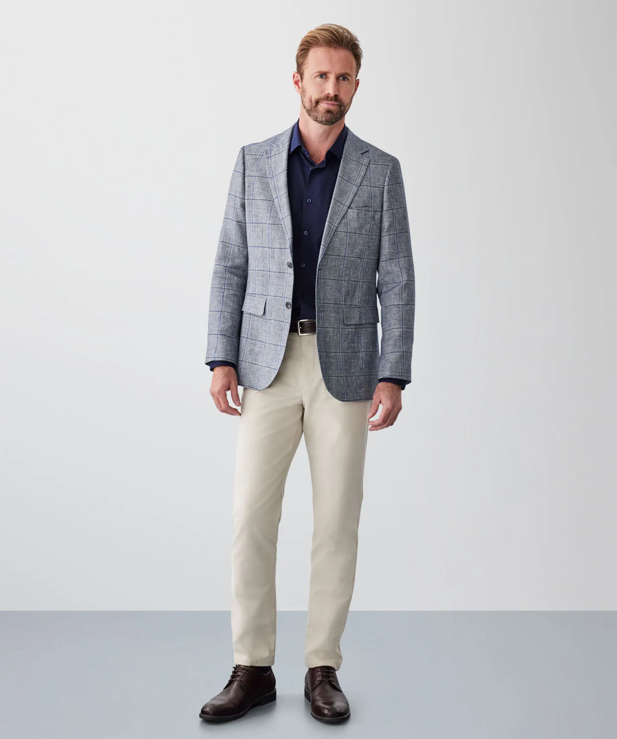 Linen Blend Check Sports Jacket - Denim sold by GAZMAN product image thumbnail 4