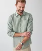 Tailored Fit Pure French Linen Long Sleeve Shirt - Sage sold by GAZMAN