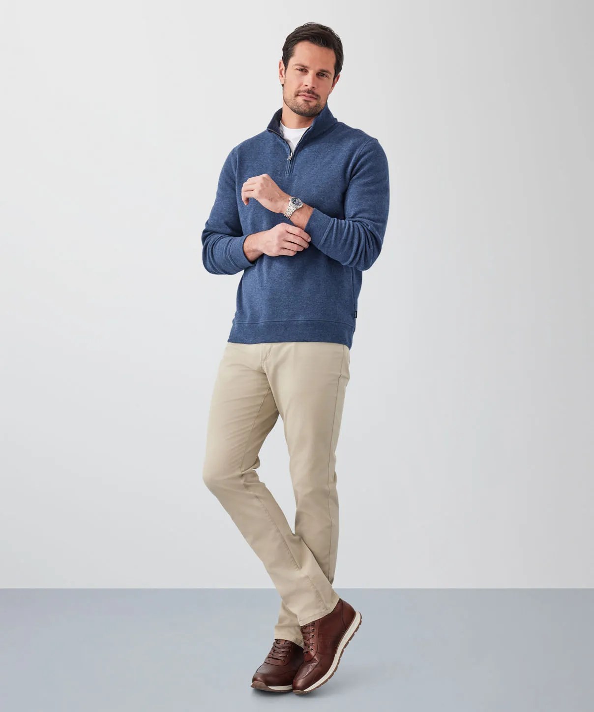 French Rib Half Zip Sweat - Denim sold by GAZMAN product image thumbnail 4