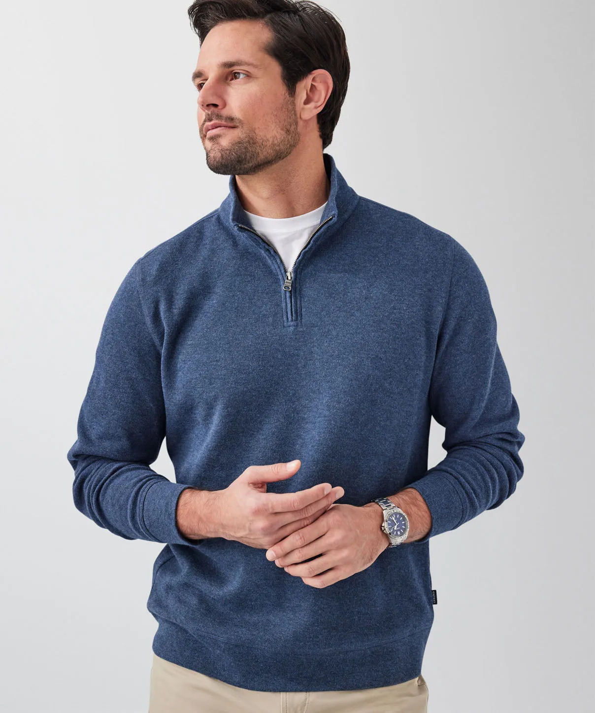 French Rib Half Zip Sweat - Denim sold by GAZMAN product image thumbnail 3