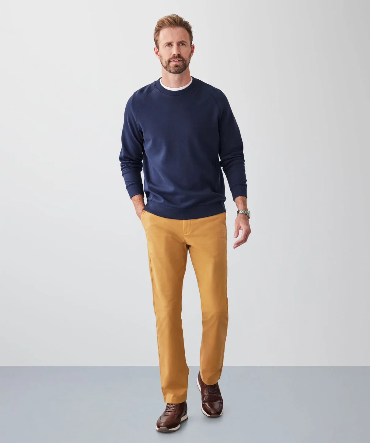 Pique Raglan Crew Jumper - Navy sold by GAZMAN product image thumbnail 4