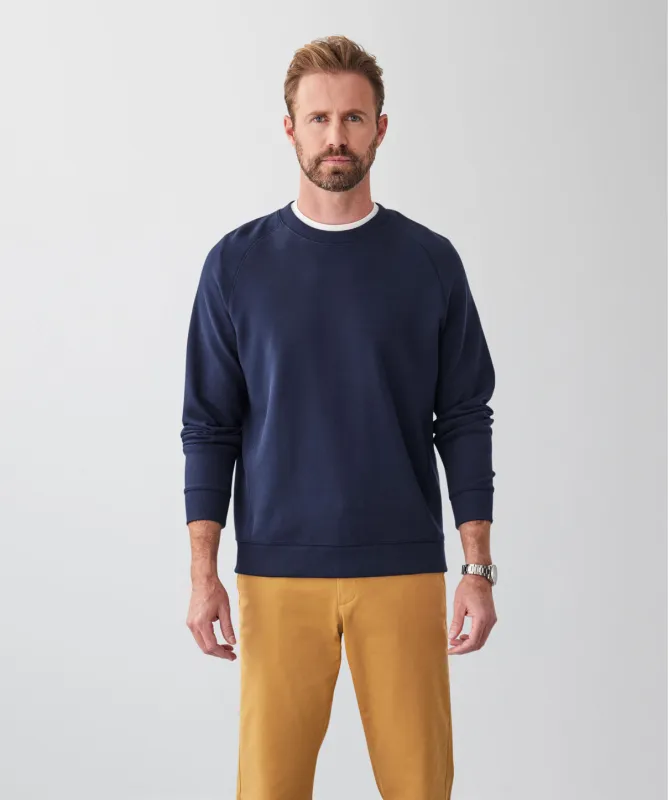 Pique Raglan Crew Jumper - Navy sold by GAZMAN