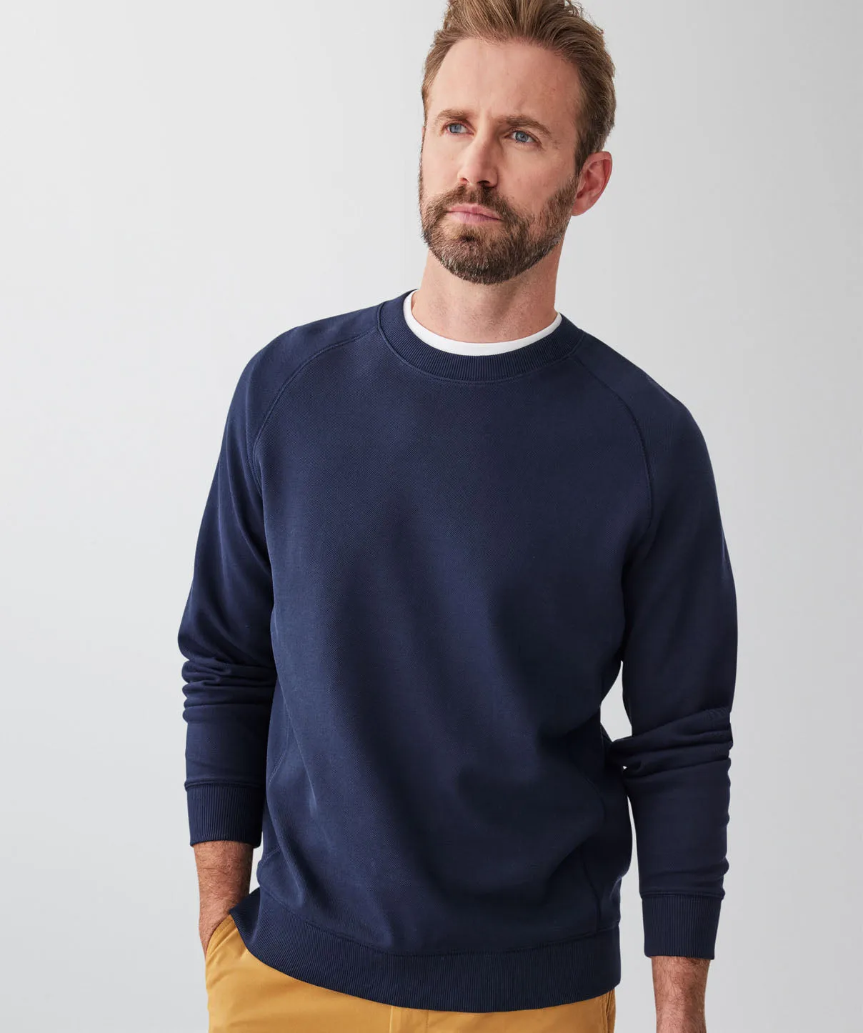 Pique Raglan Crew Jumper - Navy sold by GAZMAN product image thumbnail 3