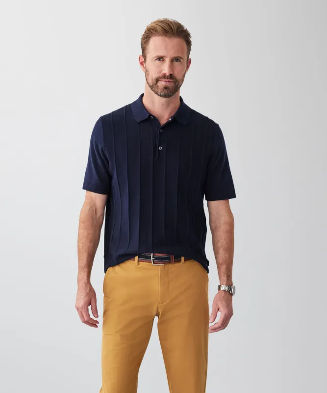 Textured Knit Polo - Navy sold by GAZMAN