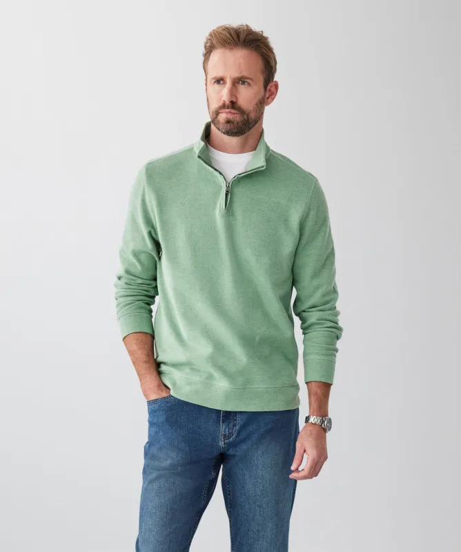 French Rib Half Zip Sweat - Green sold by GAZMAN