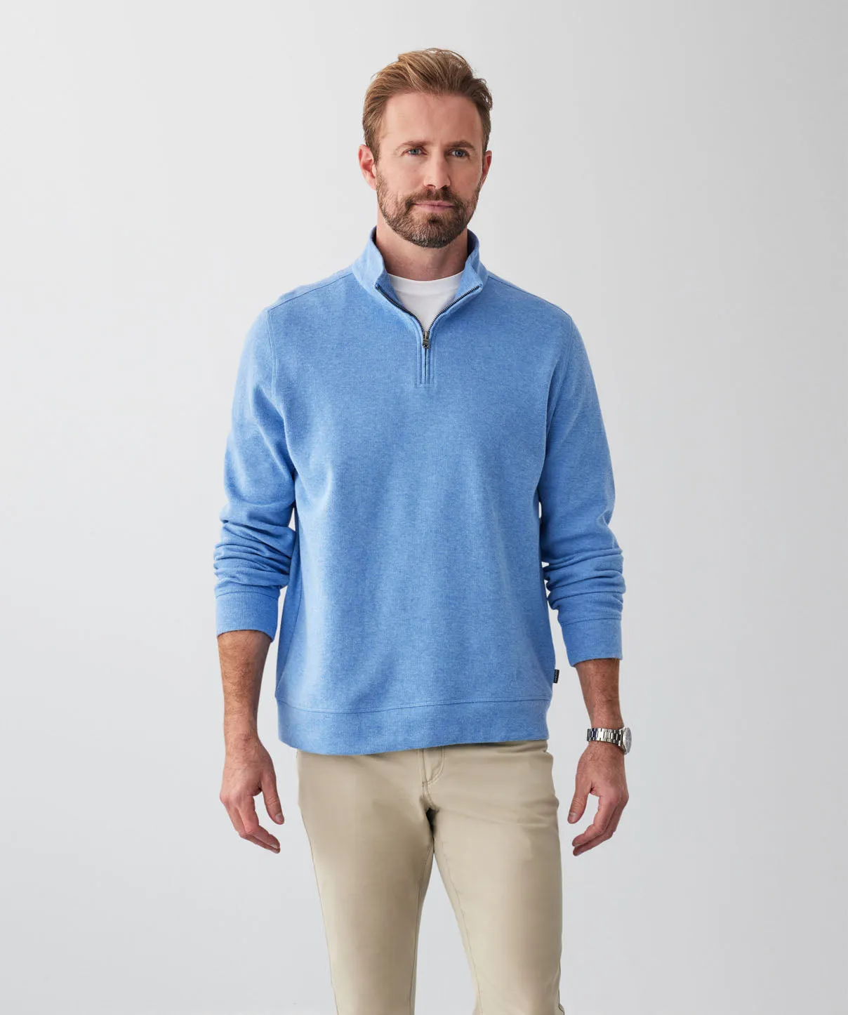French Rib Half Zip Sweat - Blue sold by GAZMAN