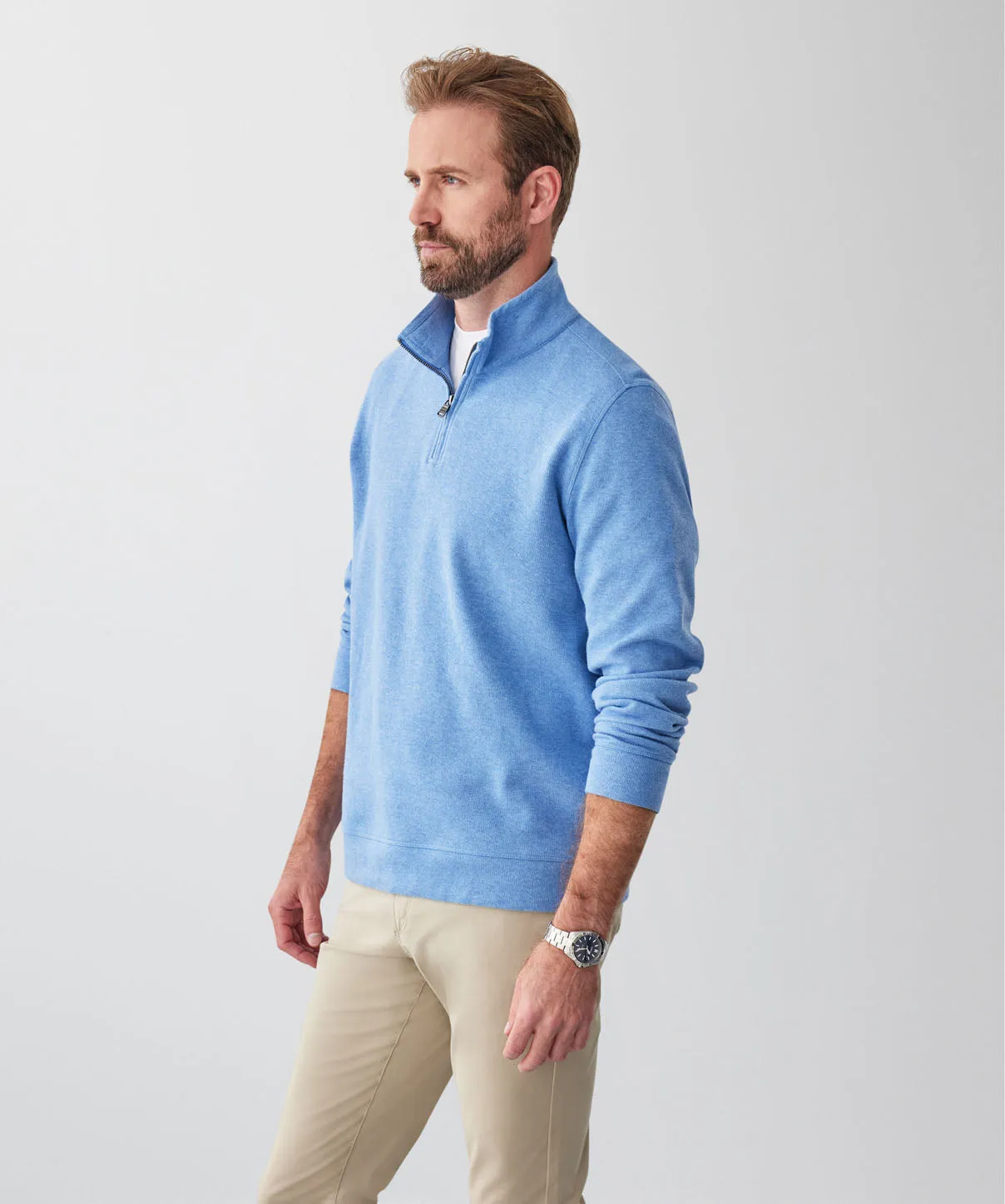 French Rib Half Zip Sweat - Blue sold by GAZMAN product image thumbnail 5