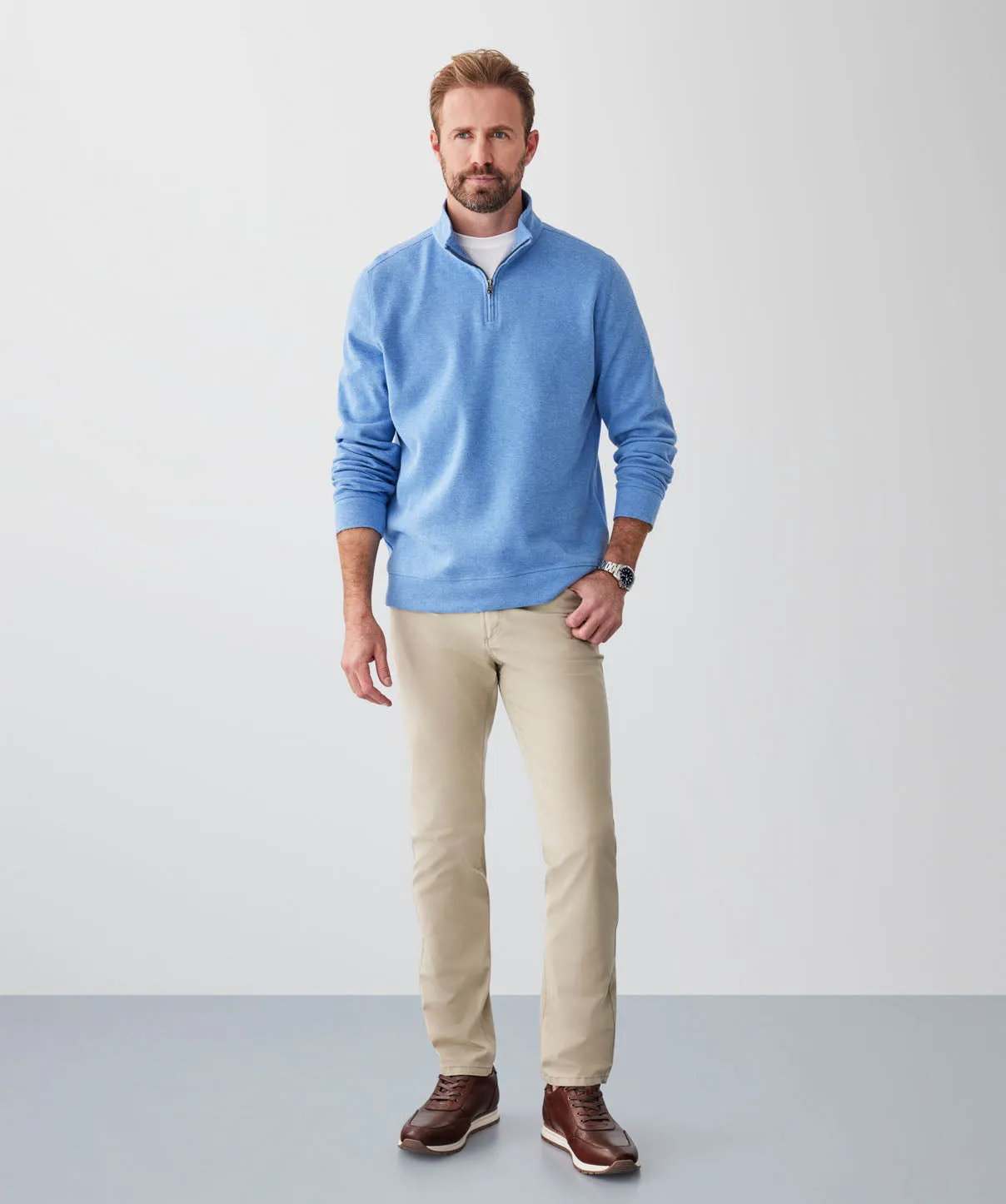 French Rib Half Zip Sweat - Blue sold by GAZMAN product image thumbnail 4