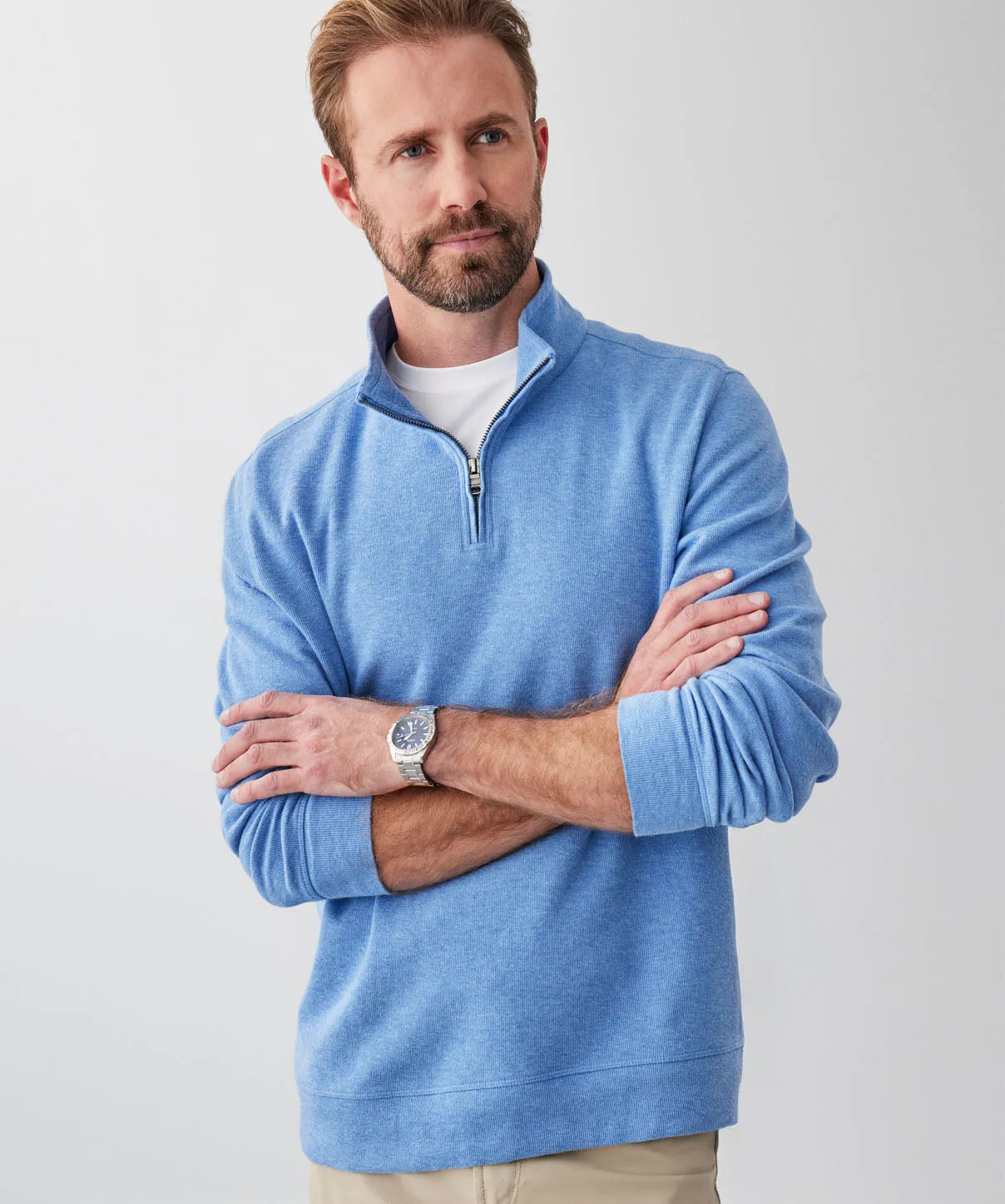 French Rib Half Zip Sweat - Blue sold by GAZMAN product image thumbnail 3