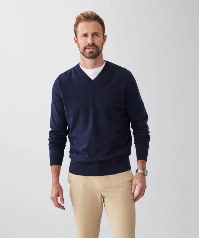 High Flex V-Neck Jumper - Navy sold by GAZMAN