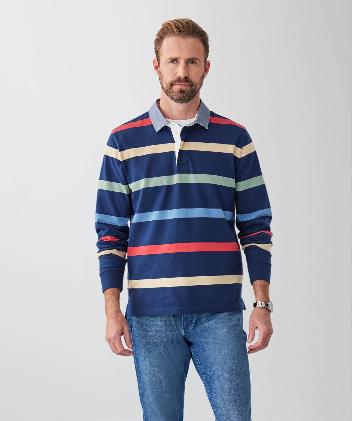 Multi Stripe Rugby Jumper - Multi Stripe sold by GAZMAN