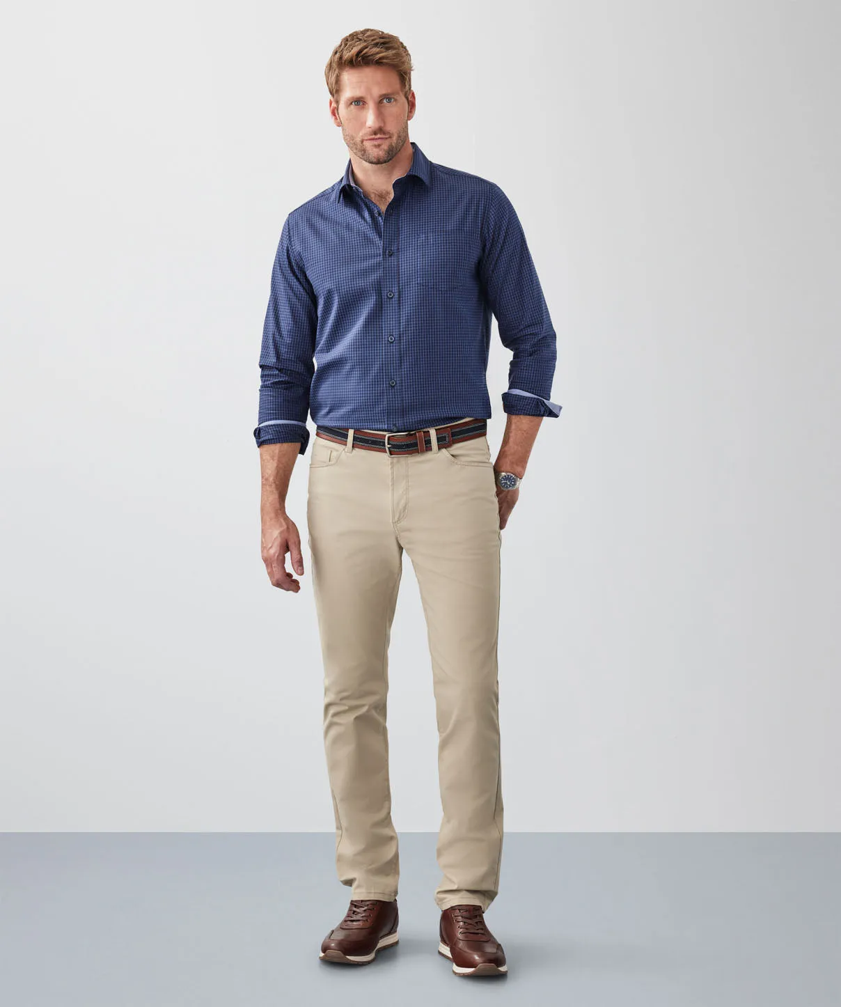 Easy Care Oxford Check Long Sleeve Shirt - Midnight sold by GAZMAN product image thumbnail 2