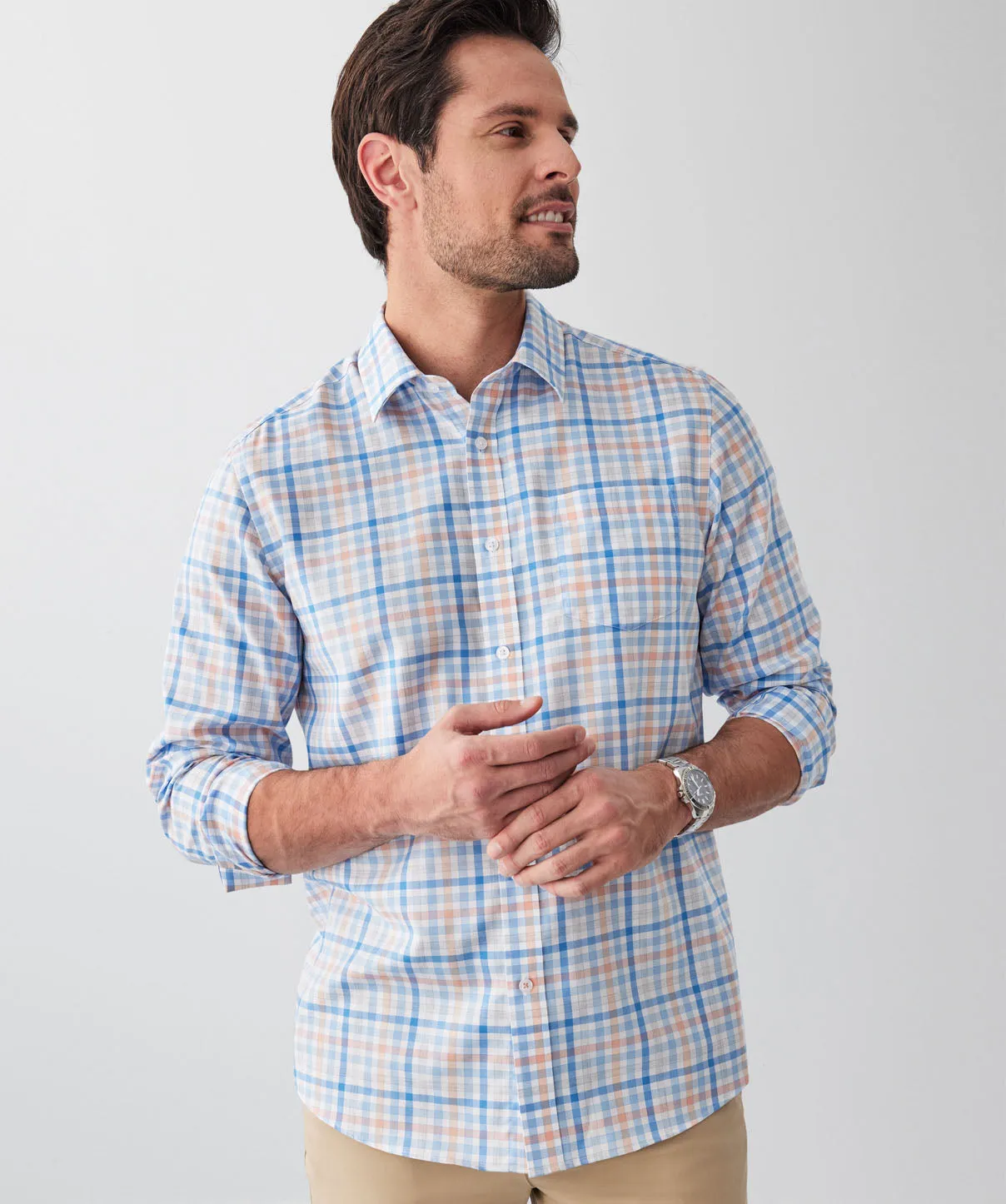 Easy Care Twill Multi Check Long Sleeve Shirt - Multi Check sold by GAZMAN product image thumbnail 3