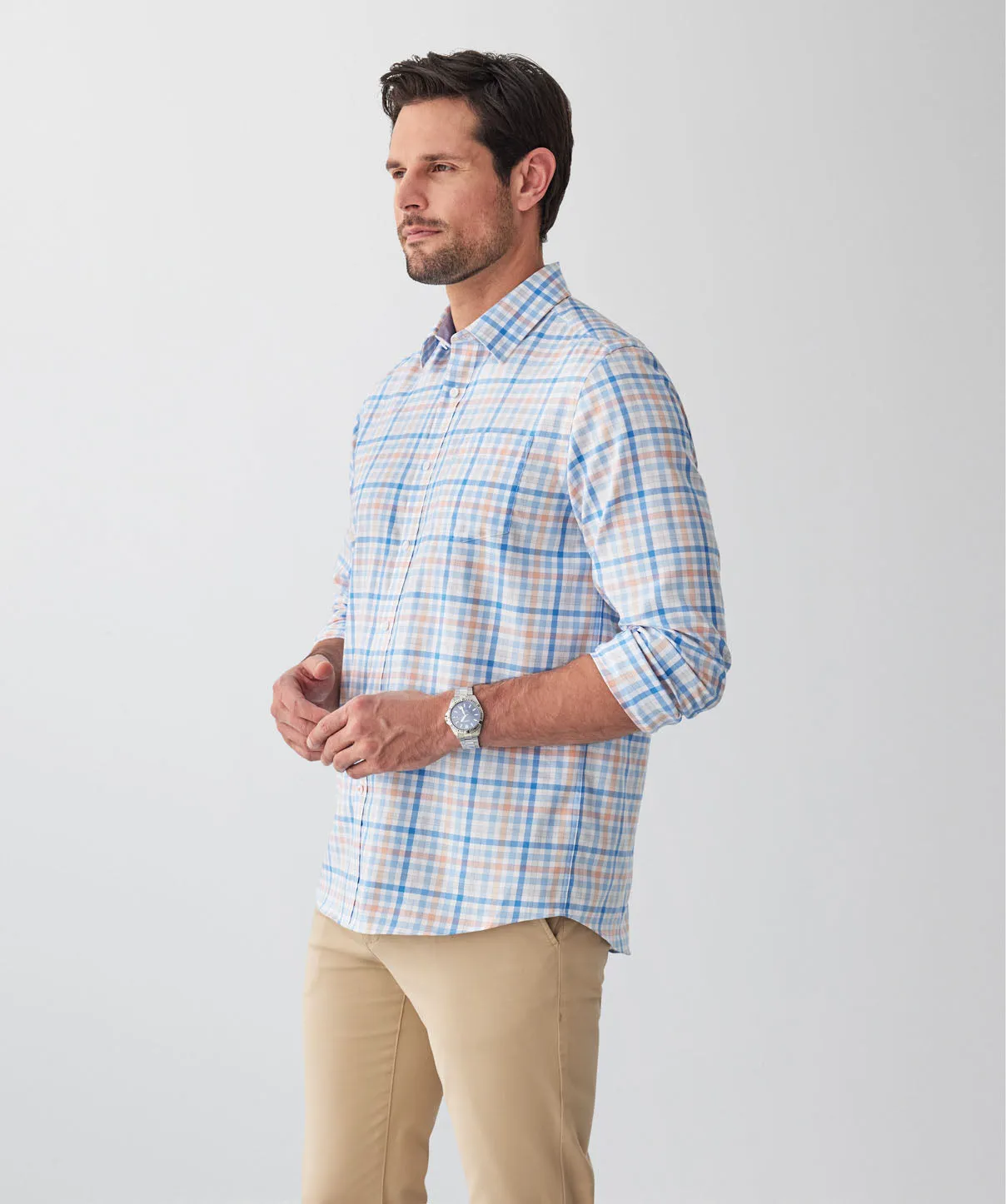 Easy Care Twill Multi Check Long Sleeve Shirt - Multi Check sold by GAZMAN product image thumbnail 5