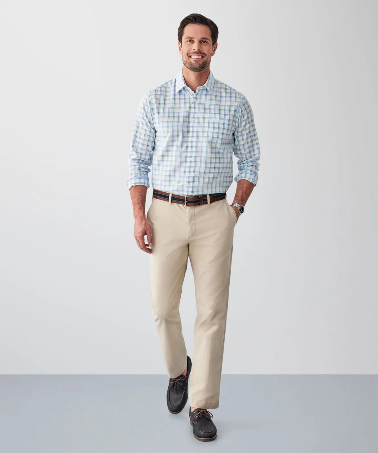 Easy Care Twill Check Long Sleeve Shirt - White sold by GAZMAN product image thumbnail 4