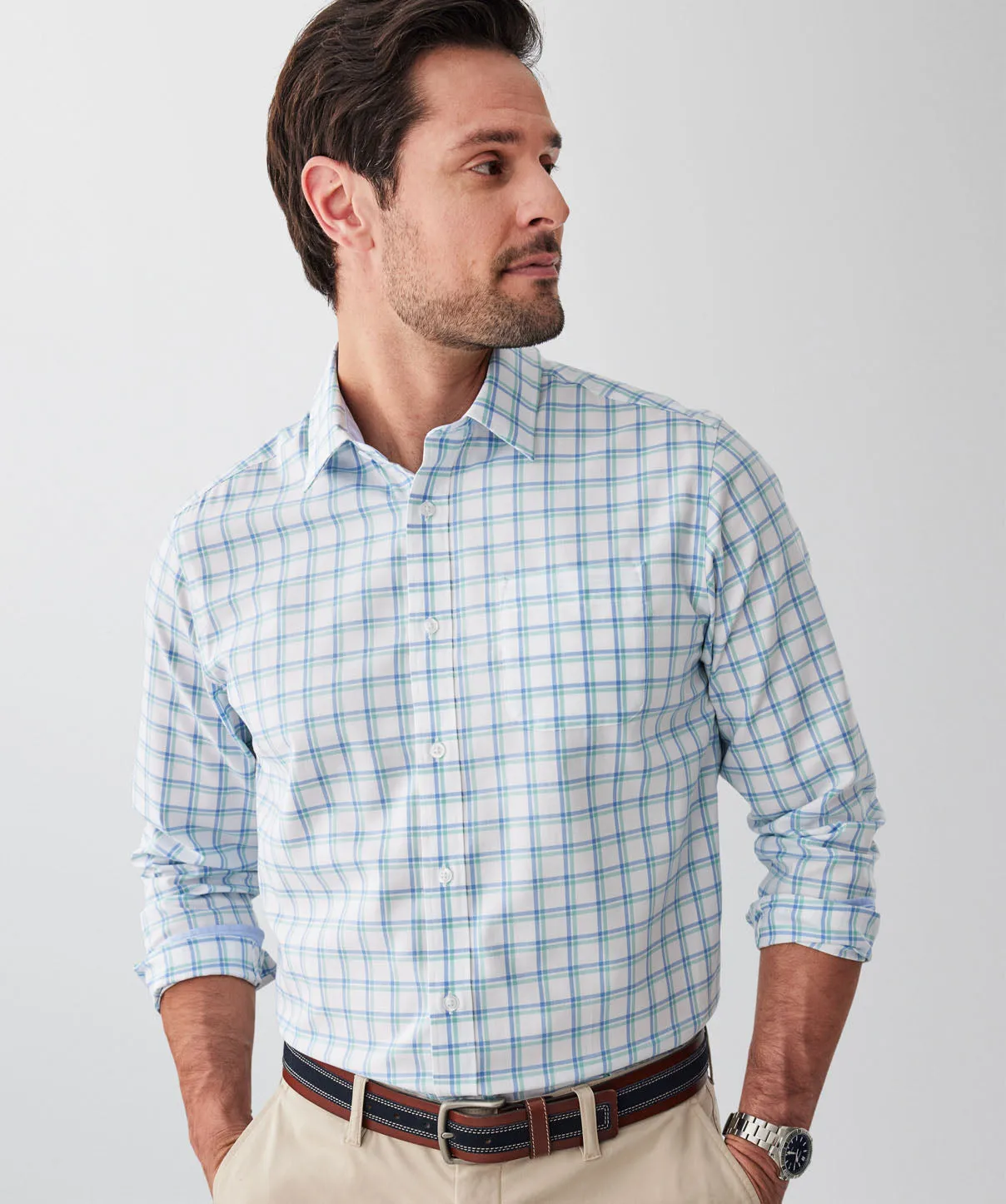 Easy Care Twill Check Long Sleeve Shirt - White sold by GAZMAN product image thumbnail 3